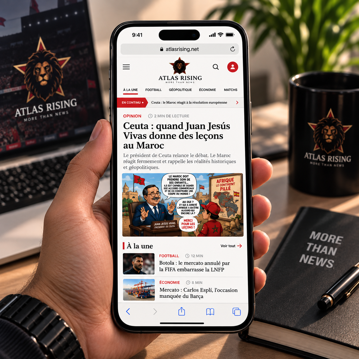 Atlas Rising website on iPhone