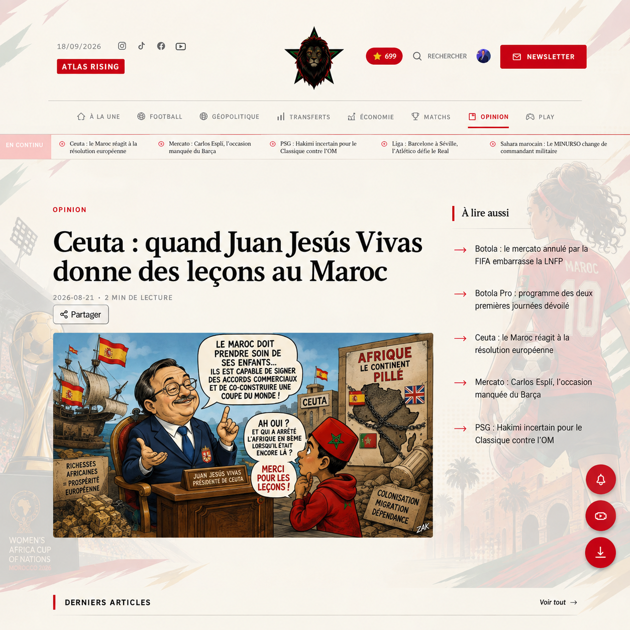 Atlas Rising news article interface